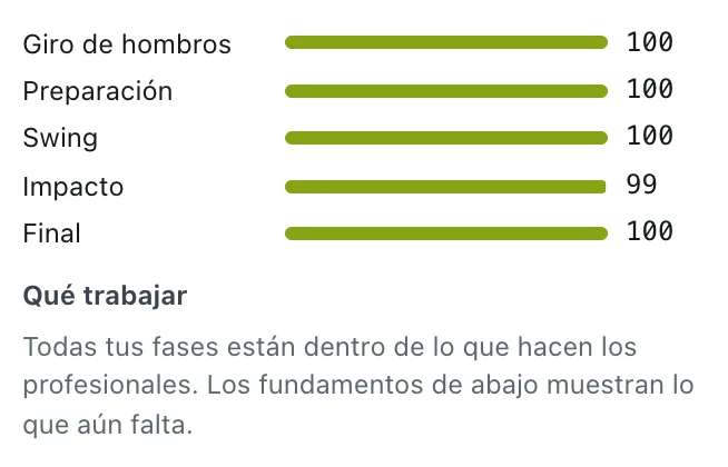Por fases: la puntuación de cada fase en la sesión y qué trabajar.