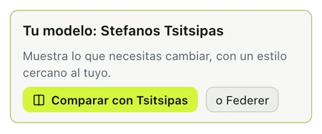 Tu modelo recomendado, con el botón para compararlo junto a tu golpe.